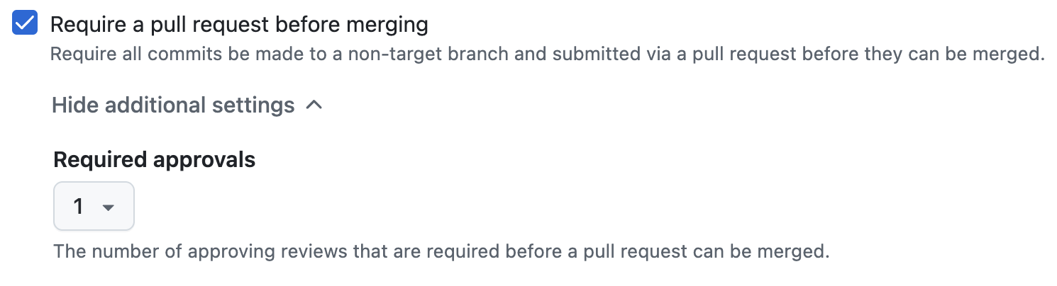 Require a pull request before merging